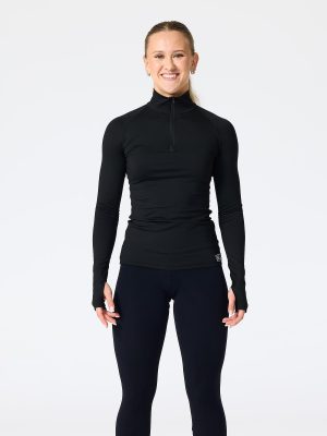 Zip-Collar Long-Sleeve Top